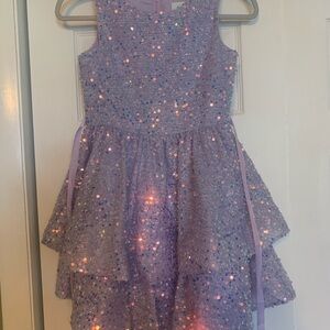 Rare Editions Purple Sequin Kids Formal Dress